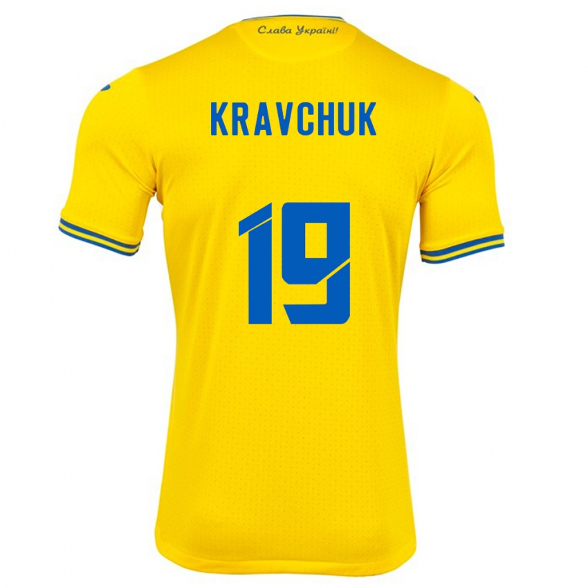 Dětské Ukrajina Roksolana Kravchuk #19 Žlutá Domů Hráčské Dresy 24-26 Dres
