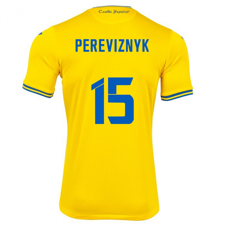 Dětské Ukrajina Khrystyna Pereviznyk #15 Žlutá Domů Hráčské Dresy 24-26 Dres