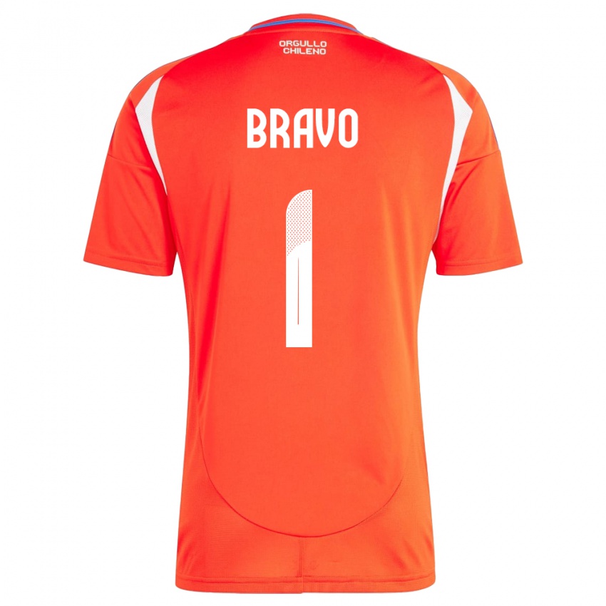 Dětské Chile Claudio Bravo #1 Červené Domů Hráčské Dresy 24-26 Dres