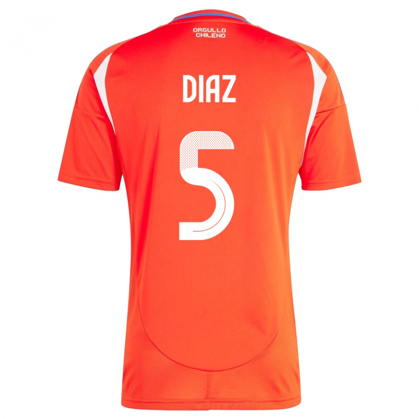 Dětské Chile Paulo Díaz #5 Červené Domů Hráčské Dresy 24-26 Dres