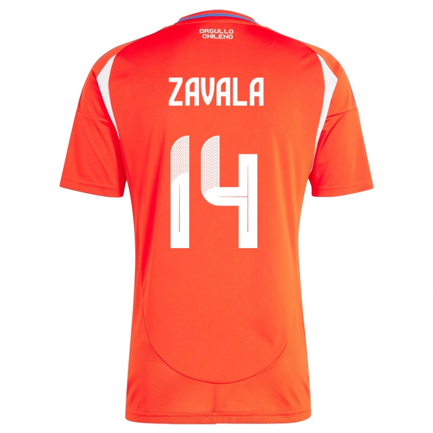 Dětské Chile Cristián Zavala #14 Červené Domů Hráčské Dresy 24-26 Dres