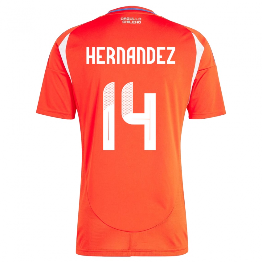 Dětské Chile Leandro Hernández #14 Červené Domů Hráčské Dresy 24-26 Dres