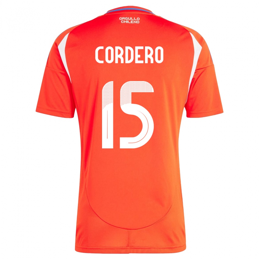 Dětské Chile Renato Cordero #15 Červené Domů Hráčské Dresy 24-26 Dres