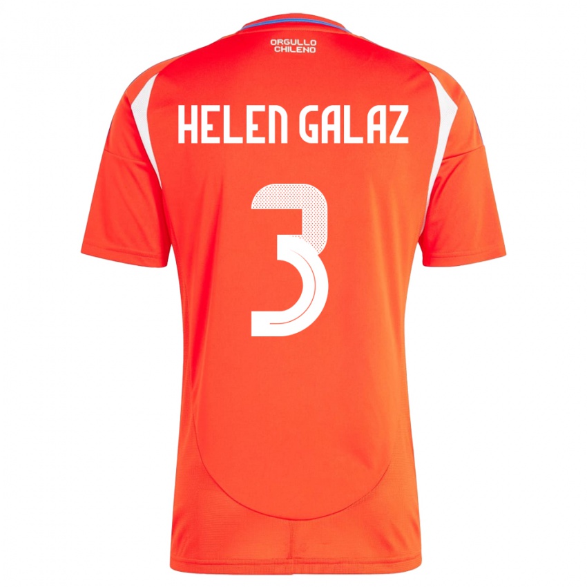 Dětské Chile Su Helen Galaz #3 Červené Domů Hráčské Dresy 24-26 Dres