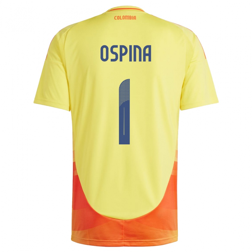 Dětské Kolumbie David Ospina #1 Žlutá Domů Hráčské Dresy 24-26 Dres