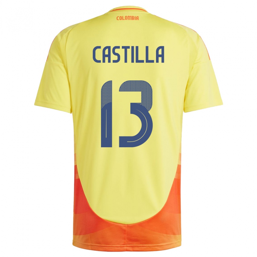 Dětské Kolumbie Juan Castilla #13 Žlutá Domů Hráčské Dresy 24-26 Dres