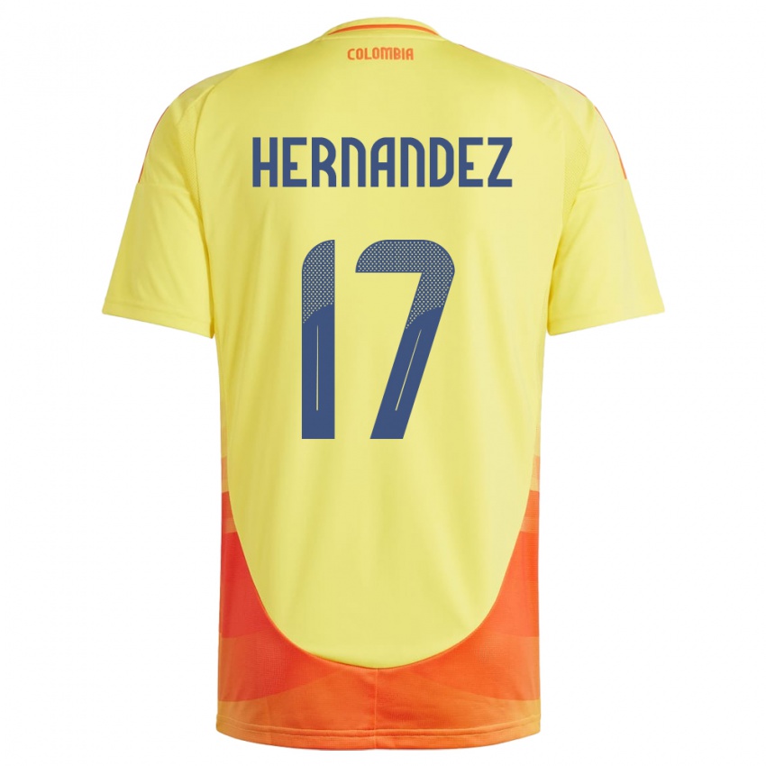 Dětské Kolumbie Jhoan Hernández #17 Žlutá Domů Hráčské Dresy 24-26 Dres