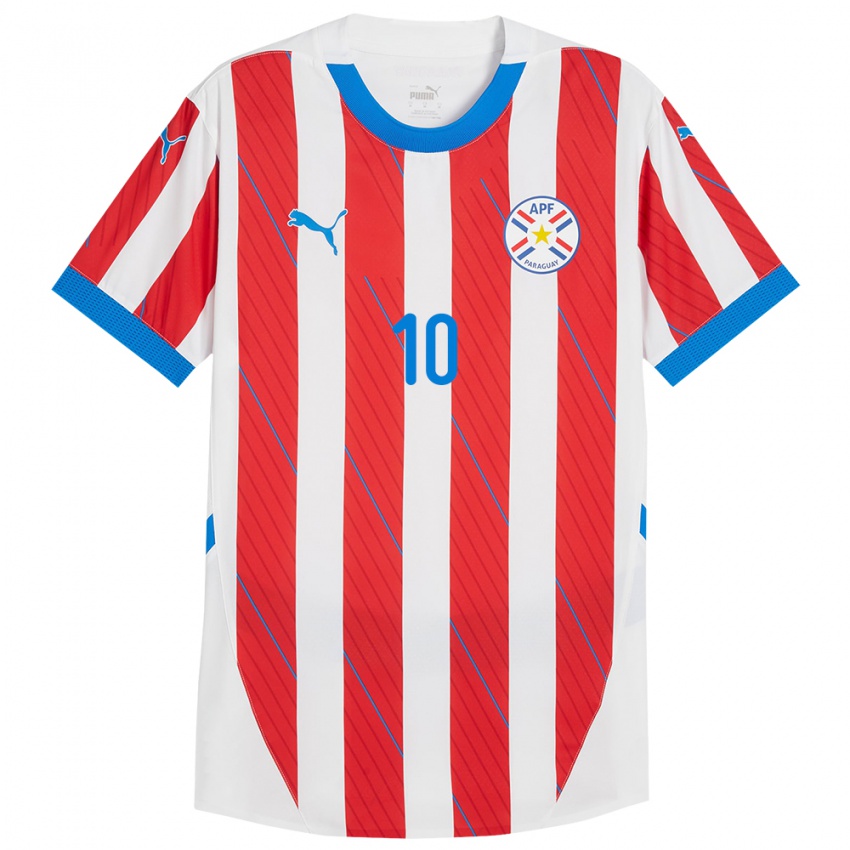 Dětské Paraguay Miguel Almirón #10 Bílá Červená Domů Hráčské Dresy 24-26 Dres