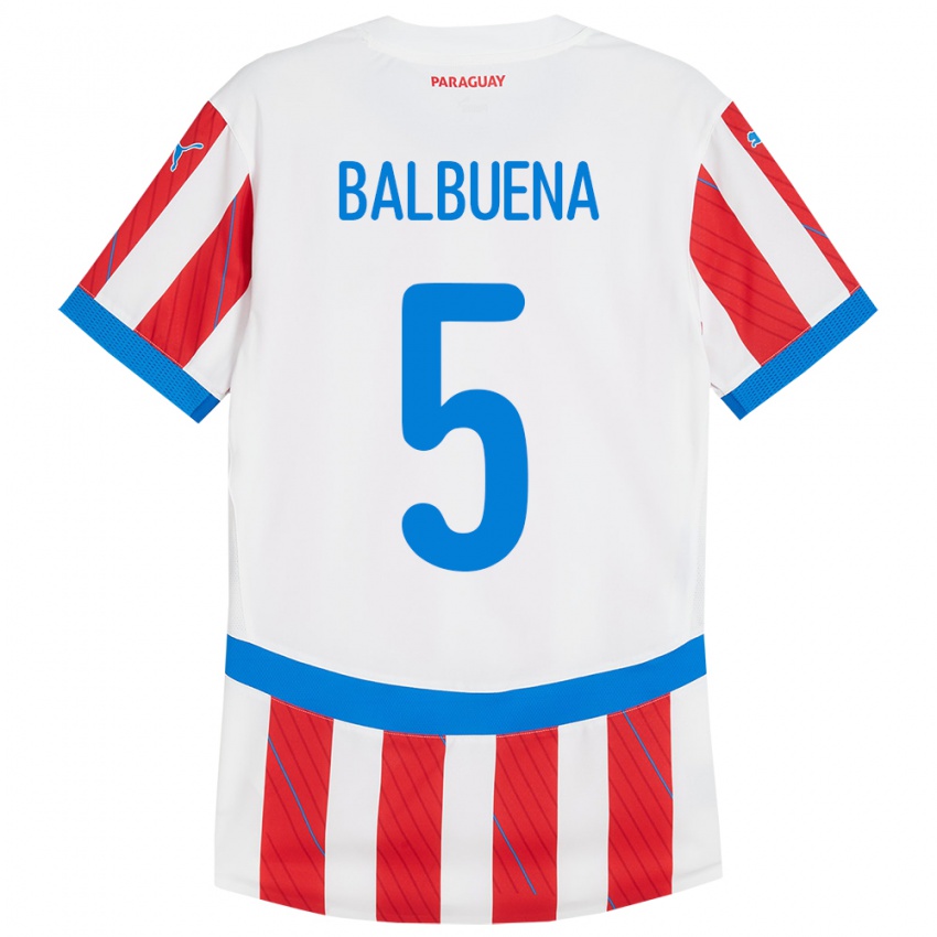 Dětské Paraguay Fabián Balbuena #5 Bílá Červená Domů Hráčské Dresy 24-26 Dres