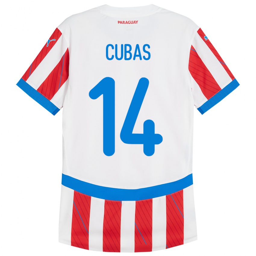 Dětské Paraguay Andrés Cubas #14 Bílá Červená Domů Hráčské Dresy 24-26 Dres