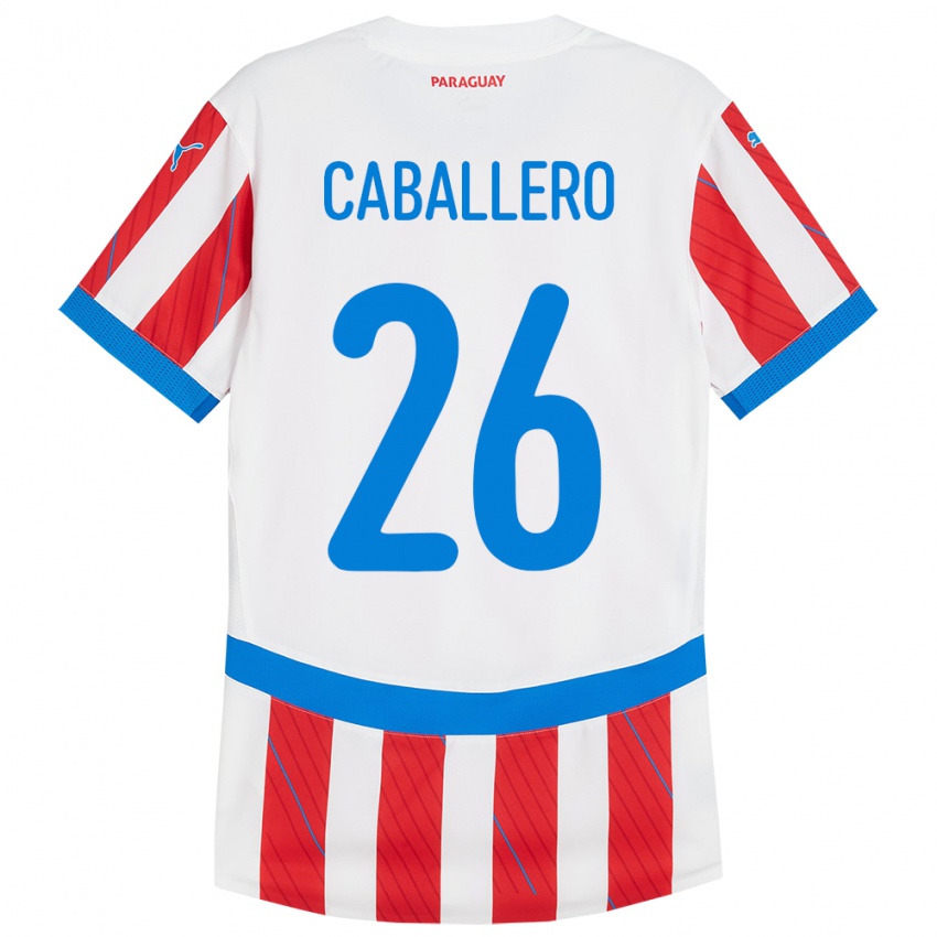 Dětské Paraguay Hernesto Caballero #26 Bílá Červená Domů Hráčské Dresy 24-26 Dres