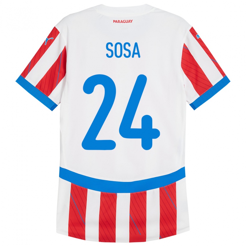 Dětské Paraguay Ramón Sosa #24 Bílá Červená Domů Hráčské Dresy 24-26 Dres