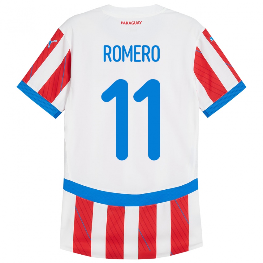 Dětské Paraguay Ángel Romero #11 Bílá Červená Domů Hráčské Dresy 24-26 Dres