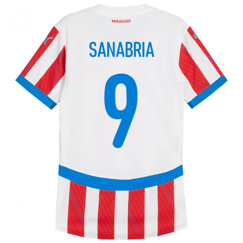 Dětské Paraguay Antonio Sanabria #9 Bílá Červená Domů Hráčské Dresy 24-26 Dres