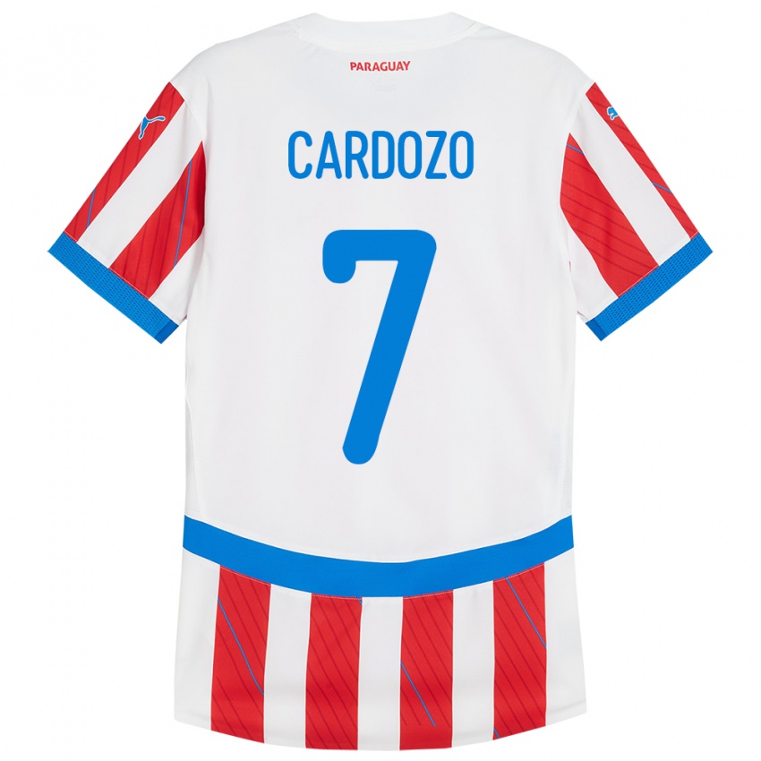 Dětské Paraguay Fernando Cardozo #7 Bílá Červená Domů Hráčské Dresy 24-26 Dres