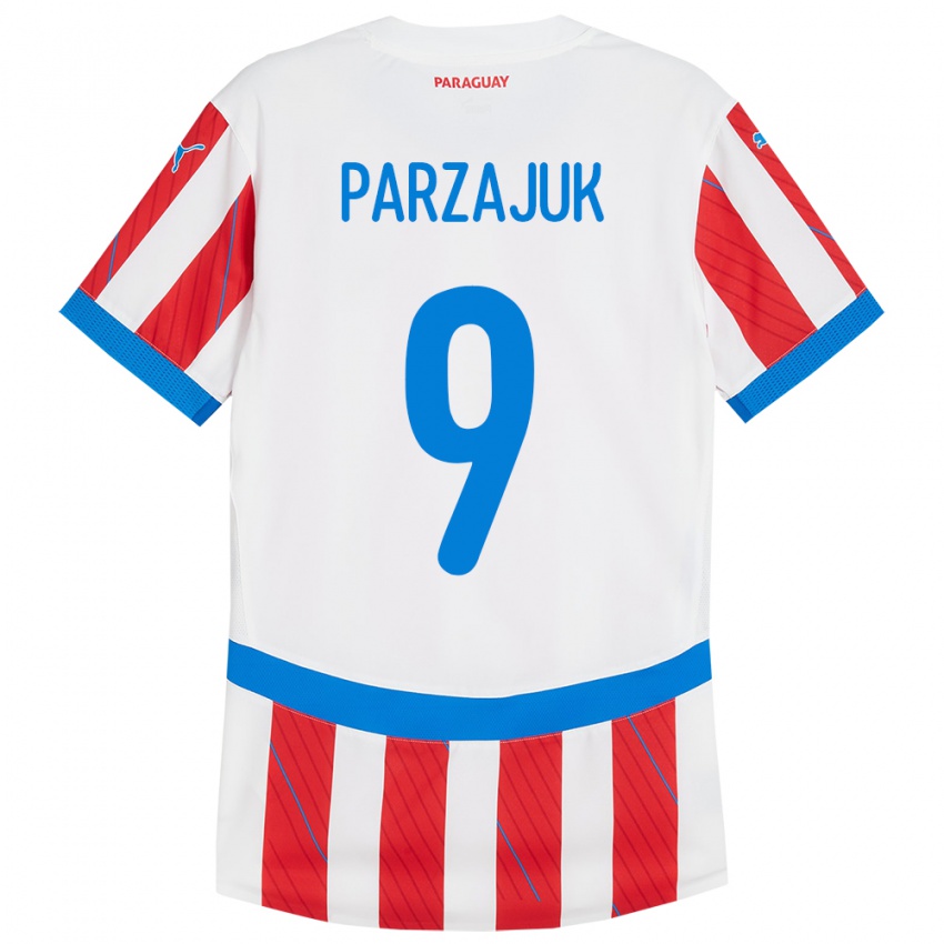 Dětské Paraguay Kevin Parzajuk #9 Bílá Červená Domů Hráčské Dresy 24-26 Dres