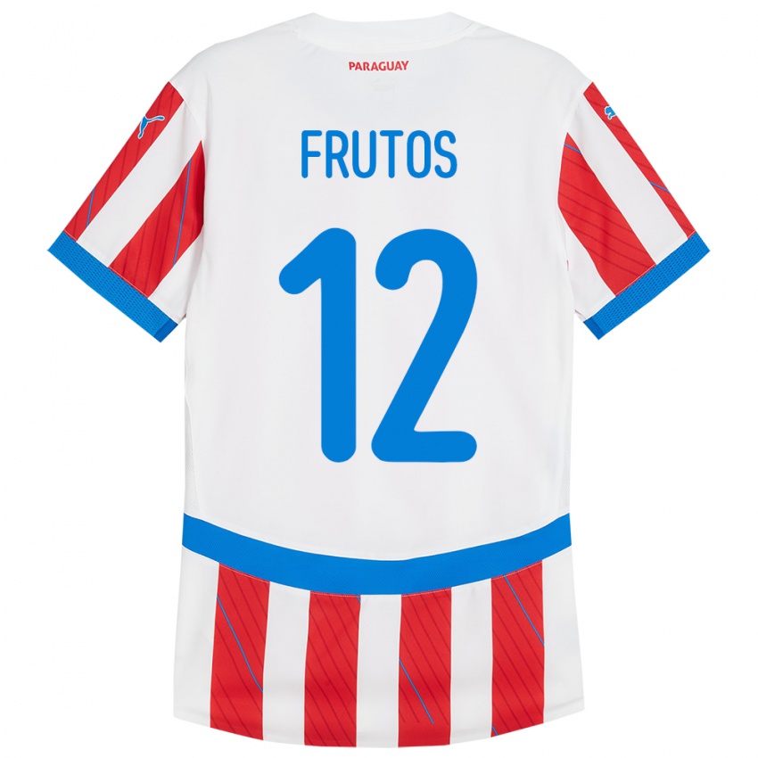 Dětské Paraguay Rodrigo Frutos #12 Bílá Červená Domů Hráčské Dresy 24-26 Dres