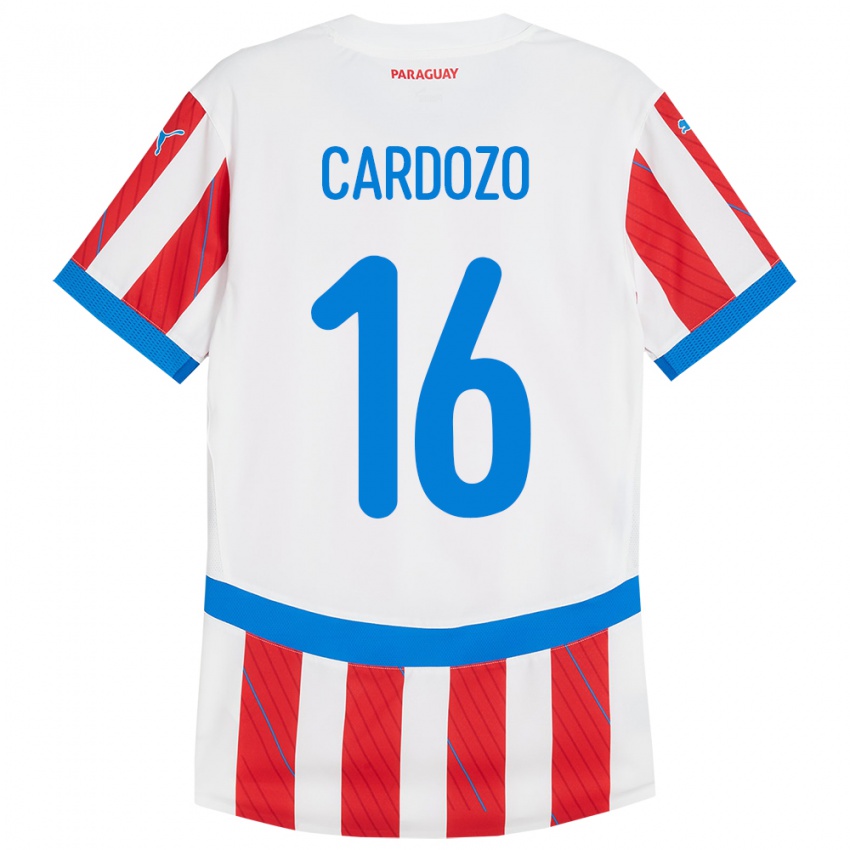 Dětské Paraguay Juan Cardozo #16 Bílá Červená Domů Hráčské Dresy 24-26 Dres