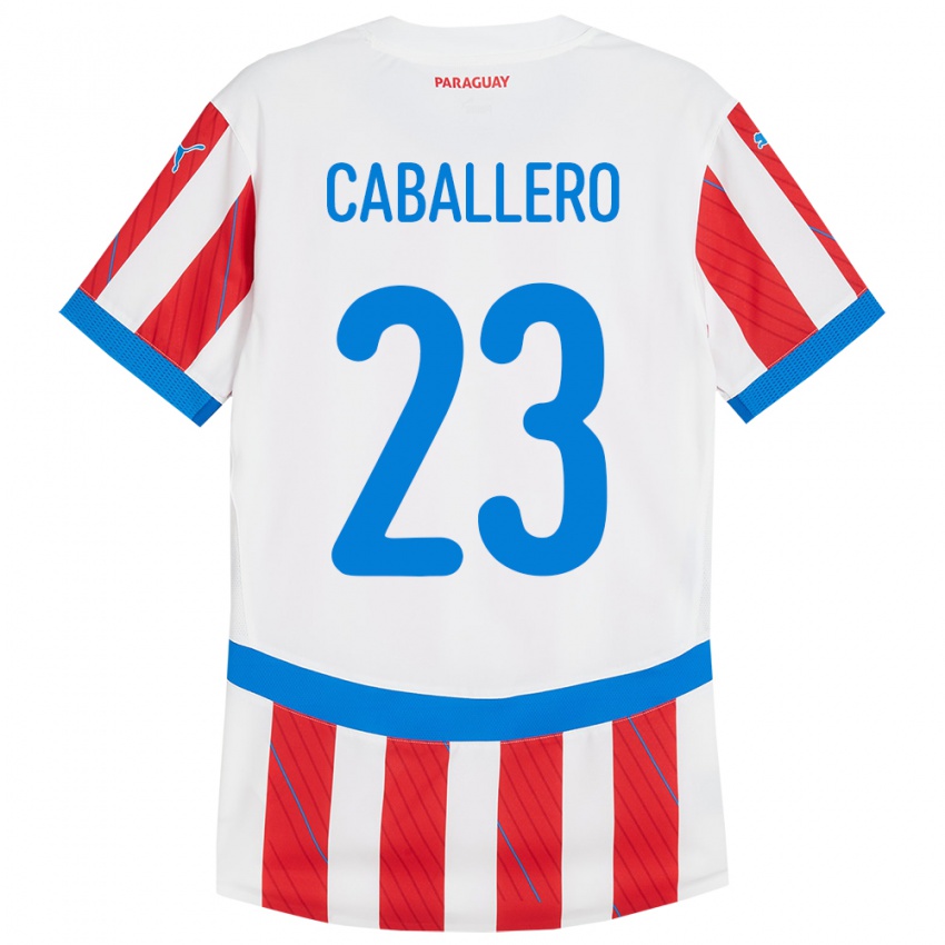 Dětské Paraguay Tiago Caballero #23 Bílá Červená Domů Hráčské Dresy 24-26 Dres