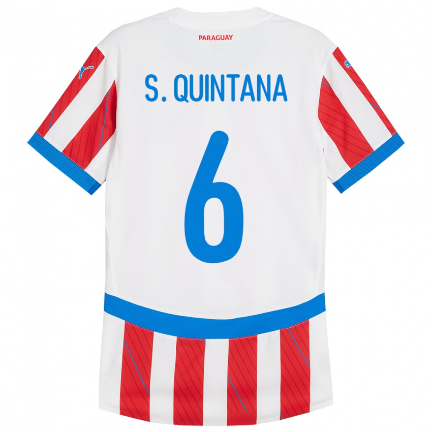 Dětské Paraguay Sebastián Quintana #6 Bílá Červená Domů Hráčské Dresy 24-26 Dres