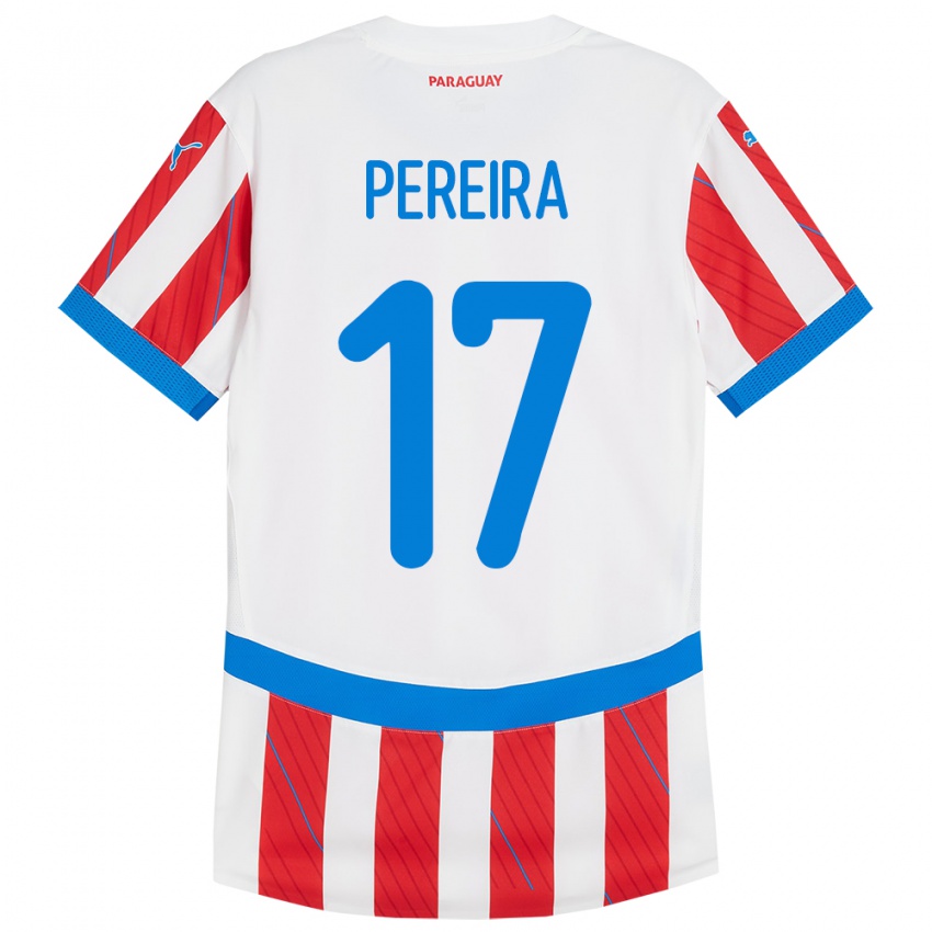 Dětské Paraguay Kevin Pereira #17 Bílá Červená Domů Hráčské Dresy 24-26 Dres