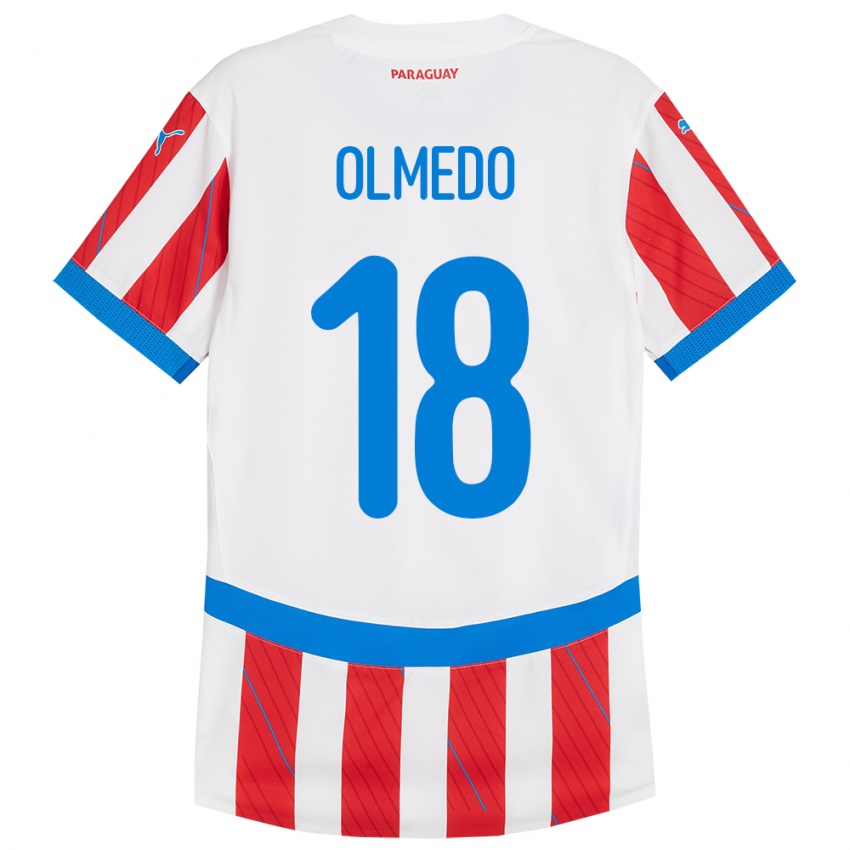 Dětské Paraguay Cesar Olmedo #18 Bílá Červená Domů Hráčské Dresy 24-26 Dres