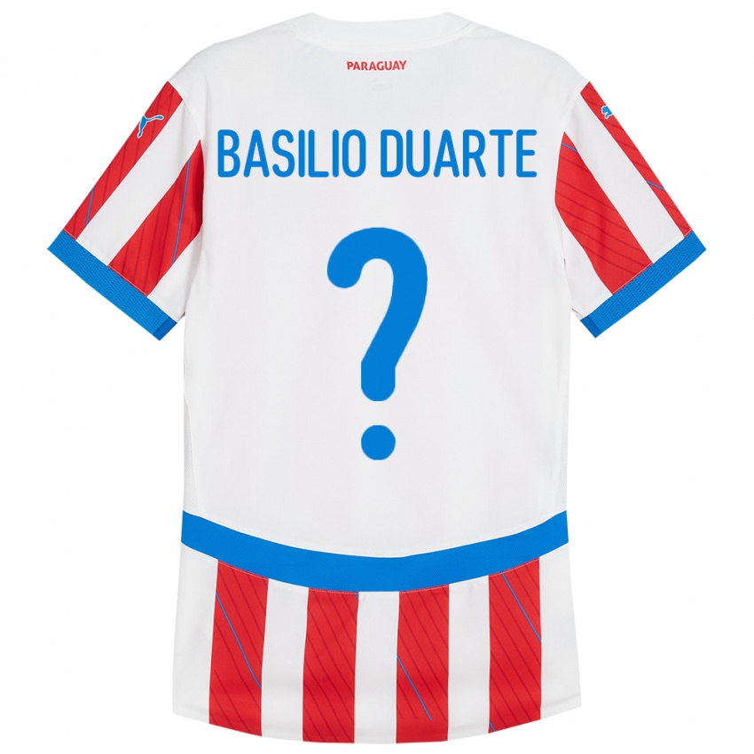 Dětské Paraguay Basilio Duarte #0 Bílá Červená Domů Hráčské Dresy 24-26 Dres