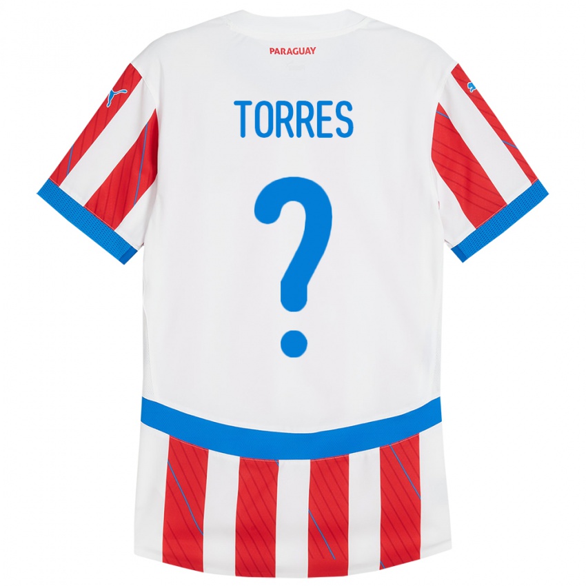 Dětské Paraguay Diego Torres #0 Bílá Červená Domů Hráčské Dresy 24-26 Dres
