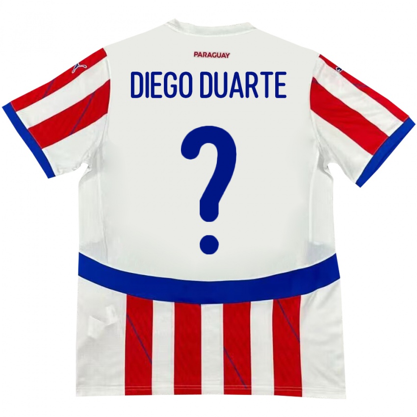 Dětské Paraguay Diego Duarte #0 Bílá Červená Domů Hráčské Dresy 24-26 Dres