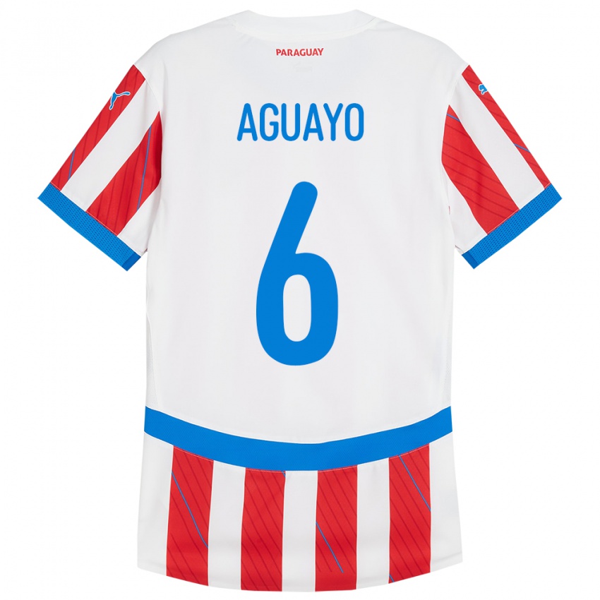 Dětské Paraguay Ángel Aguayo #6 Bílá Červená Domů Hráčské Dresy 24-26 Dres