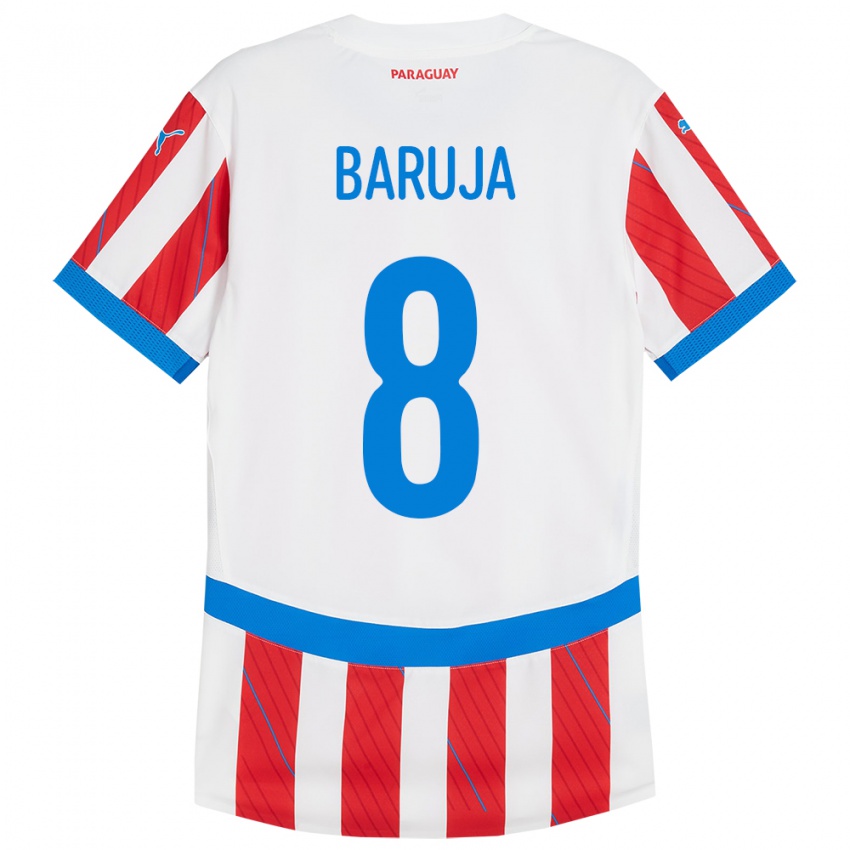 Dětské Paraguay Fabrizio Baruja #8 Bílá Červená Domů Hráčské Dresy 24-26 Dres