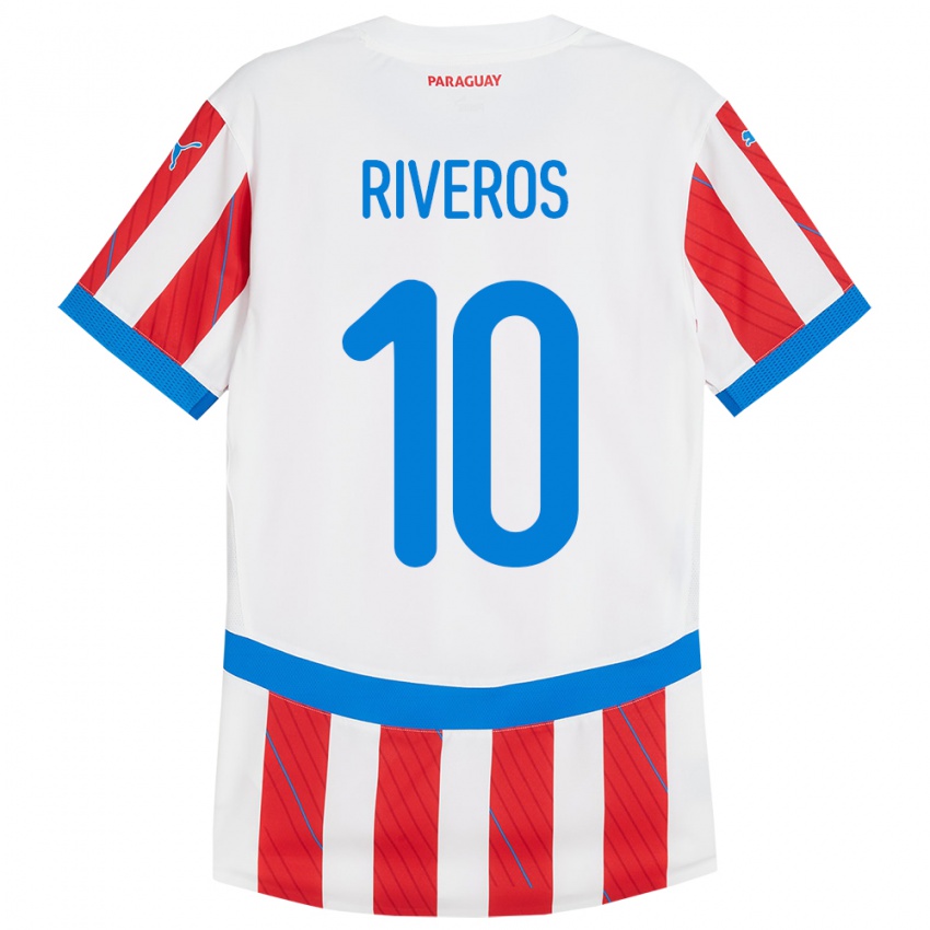 Dětské Paraguay Paulo Riveros #10 Bílá Červená Domů Hráčské Dresy 24-26 Dres