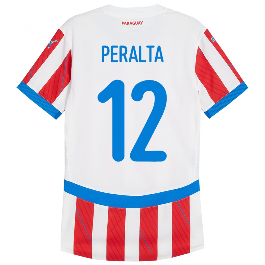 Dětské Paraguay Jesús Peralta #12 Bílá Červená Domů Hráčské Dresy 24-26 Dres