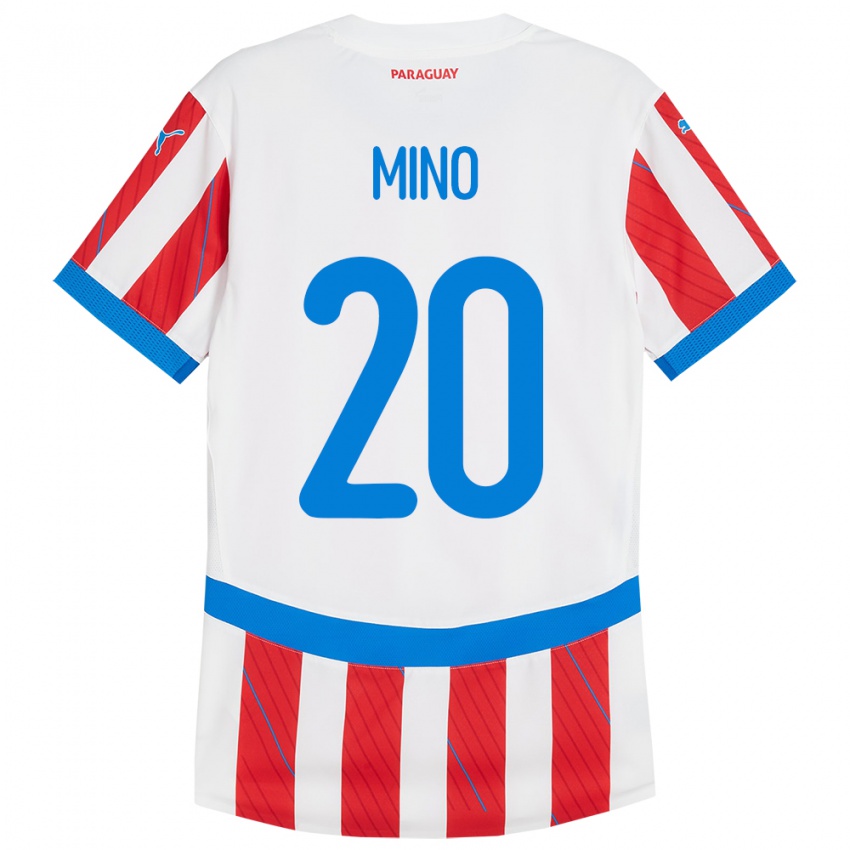 Dětské Paraguay César Miño #20 Bílá Červená Domů Hráčské Dresy 24-26 Dres