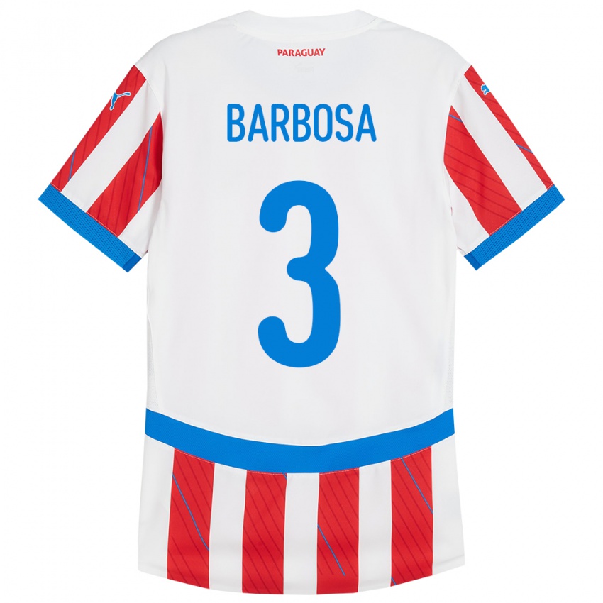 Dětské Paraguay Camila Barbosa #3 Bílá Červená Domů Hráčské Dresy 24-26 Dres