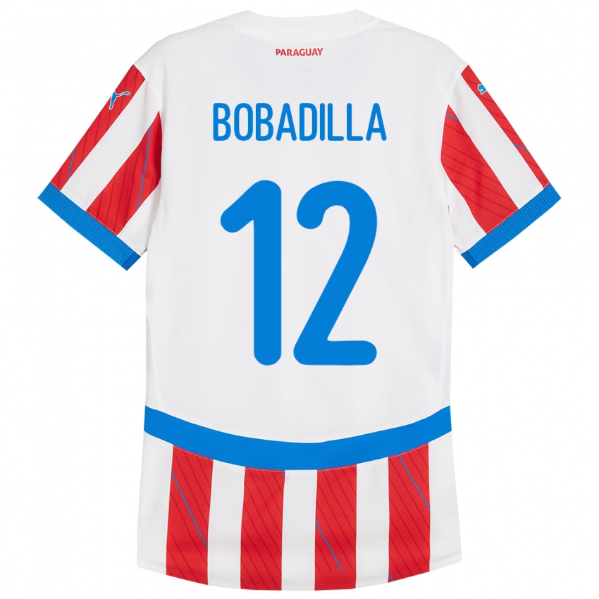 Dětské Paraguay Alicia Bobadilla #12 Bílá Červená Domů Hráčské Dresy 24-26 Dres