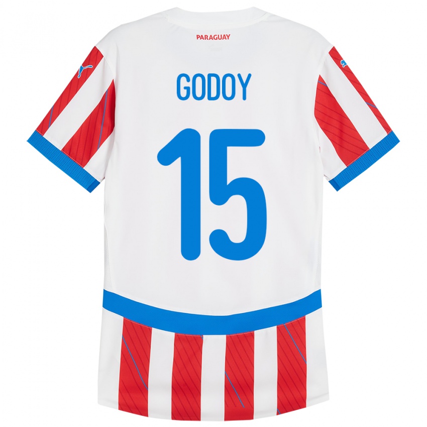 Dětské Paraguay Fanny Godoy #15 Bílá Červená Domů Hráčské Dresy 24-26 Dres