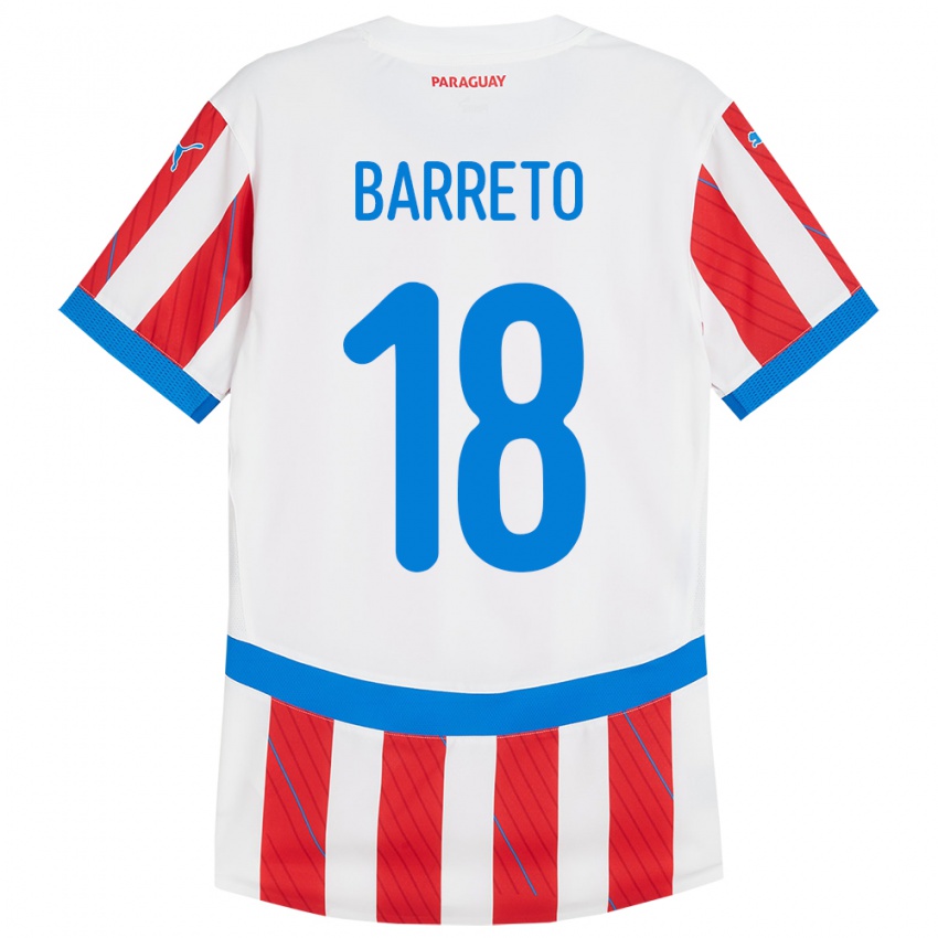 Dětské Paraguay Liz Barreto #18 Bílá Červená Domů Hráčské Dresy 24-26 Dres