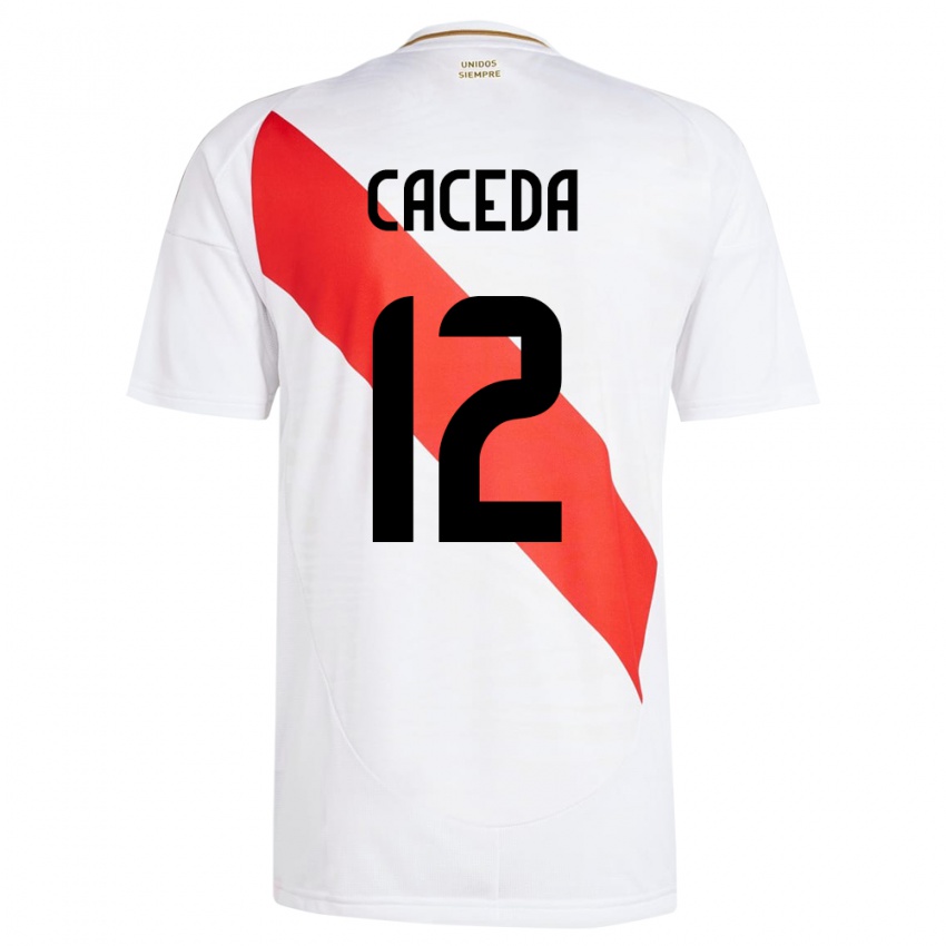 Dětské Peru Carlos Cáceda #12 Bílý Domů Hráčské Dresy 24-26 Dres