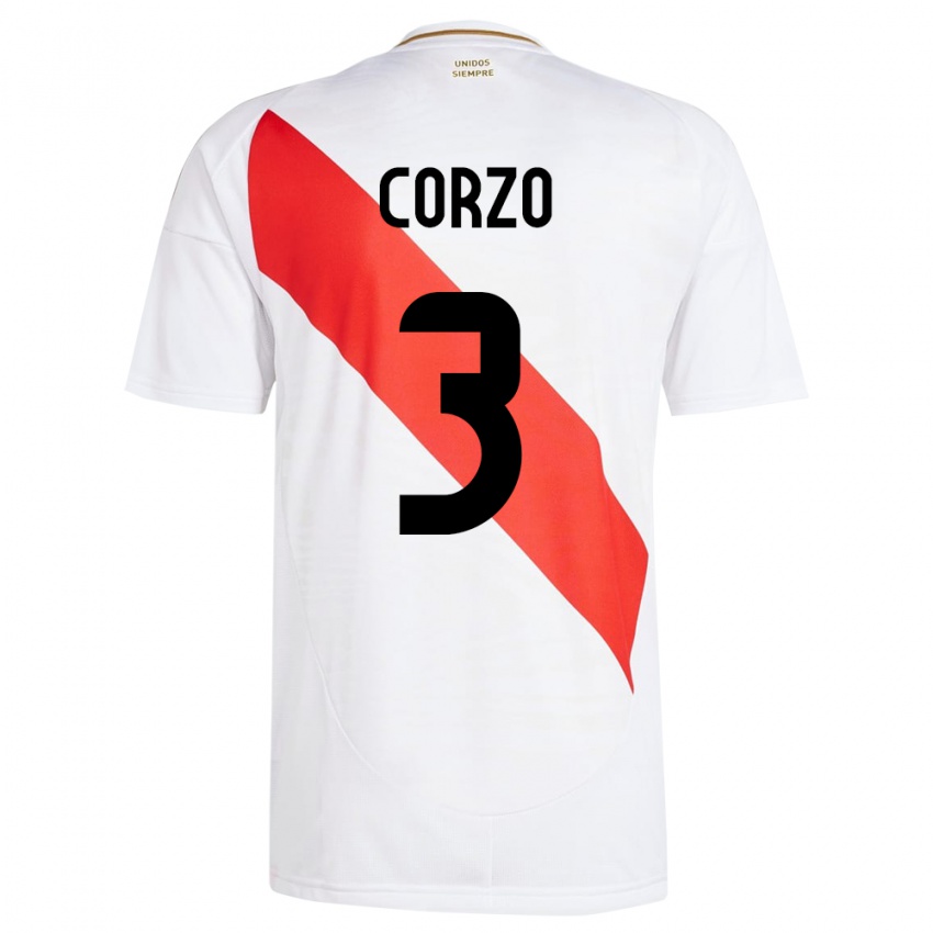 Dětské Peru Aldo Corzo #3 Bílý Domů Hráčské Dresy 24-26 Dres