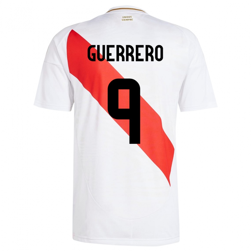 Dětské Peru Paolo Guerrero #9 Bílý Domů Hráčské Dresy 24-26 Dres