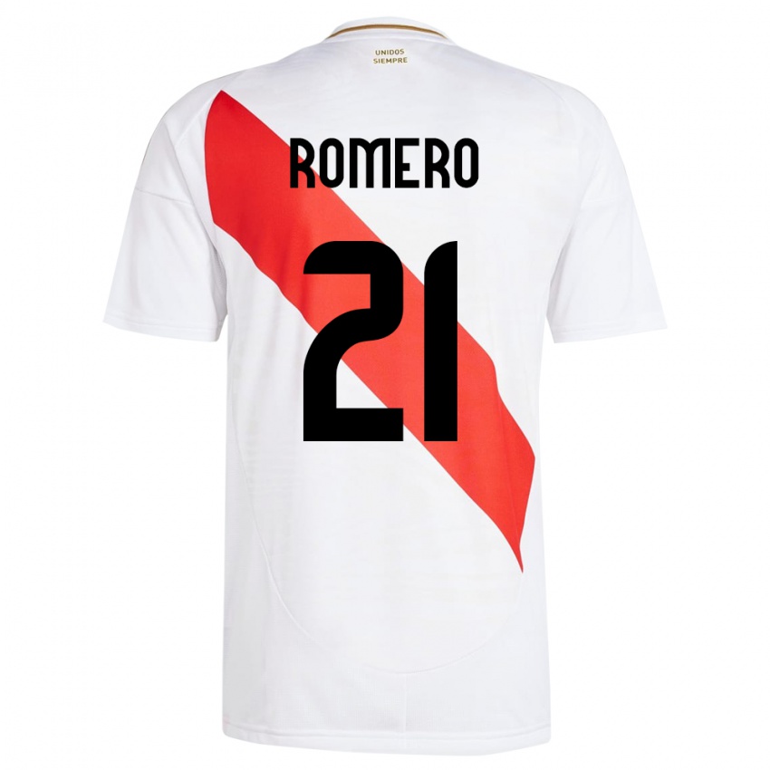 Dětské Peru Diego Romero #21 Bílý Domů Hráčské Dresy 24-26 Dres