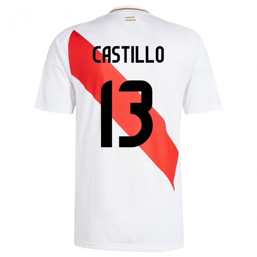 Dětské Peru Jesús Castillo #13 Bílý Domů Hráčské Dresy 24-26 Dres