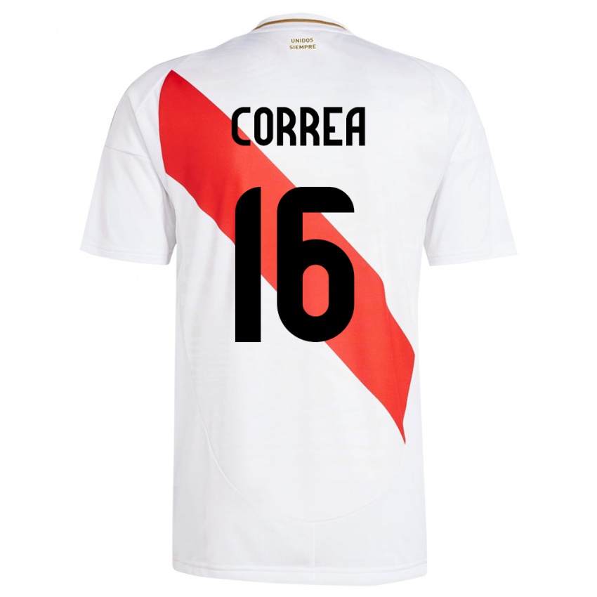 Dětské Peru Eslyn Correa #16 Bílý Domů Hráčské Dresy 24-26 Dres