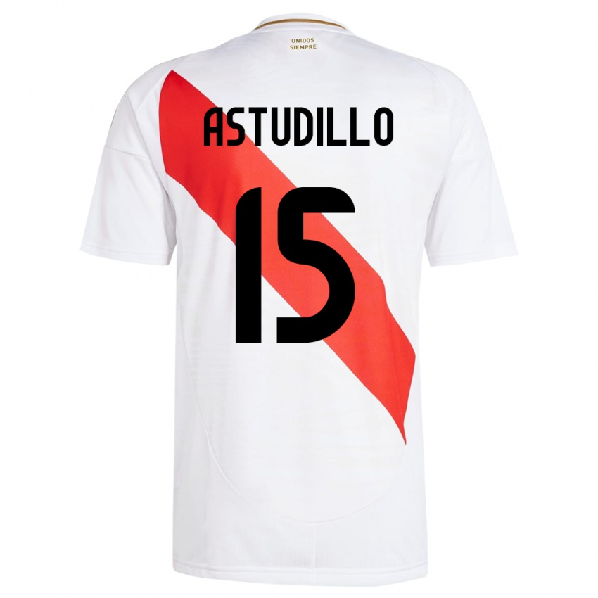 Dětské Peru Julinho Astudillo #15 Bílý Domů Hráčské Dresy 24-26 Dres