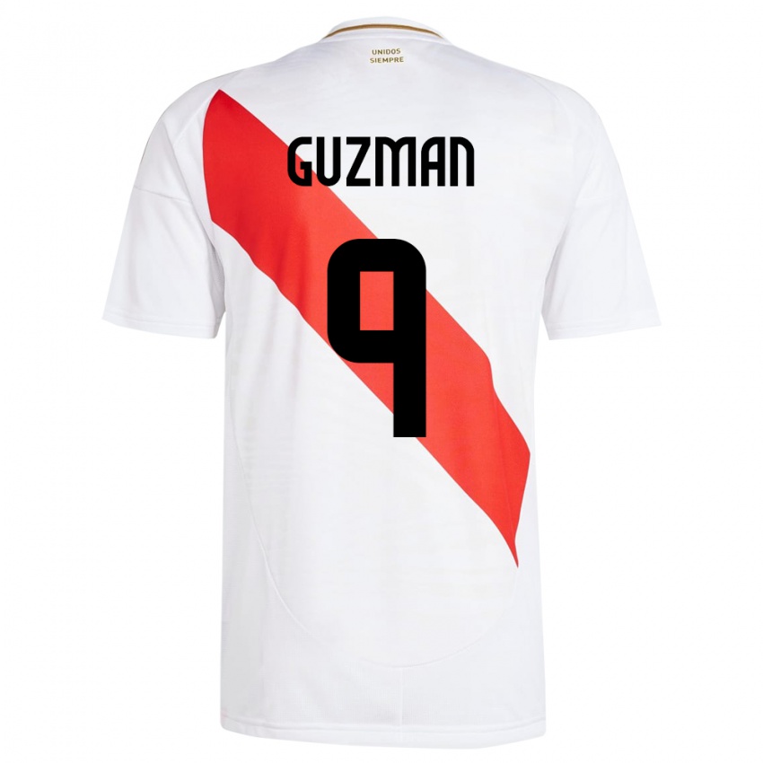 Dětské Peru Víctor Guzmán #9 Bílý Domů Hráčské Dresy 24-26 Dres