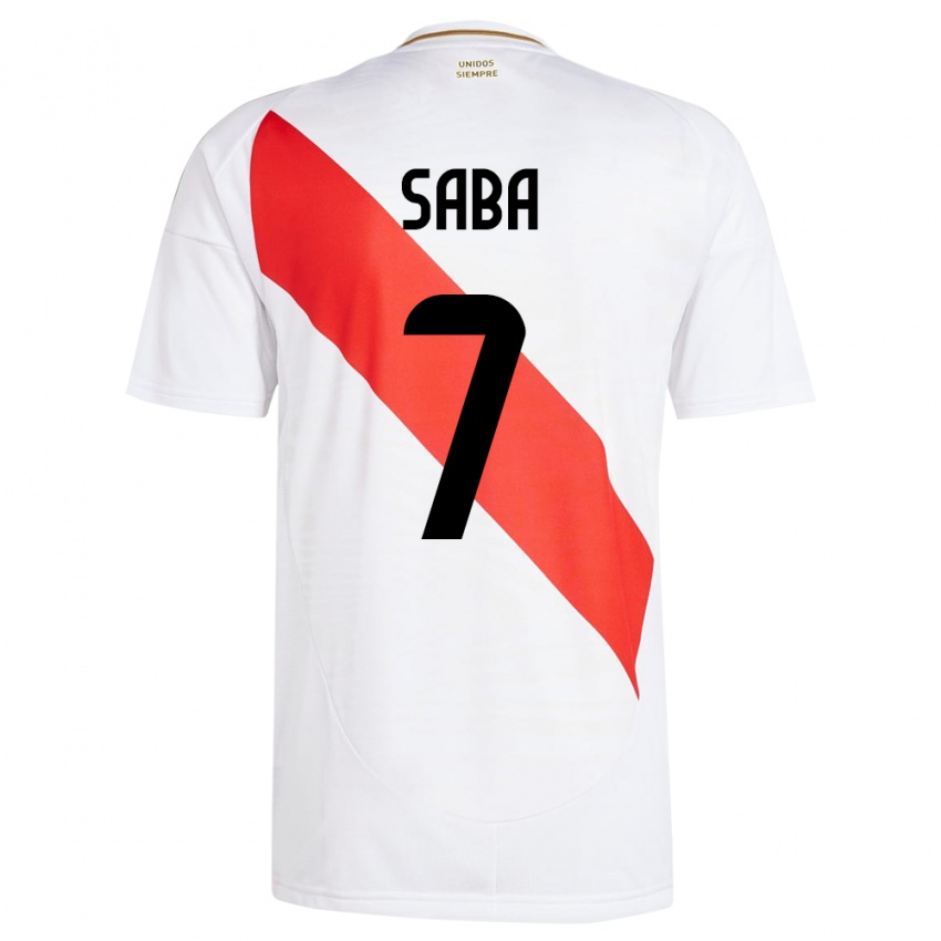 Dětské Peru Emilio Saba #7 Bílý Domů Hráčské Dresy 24-26 Dres