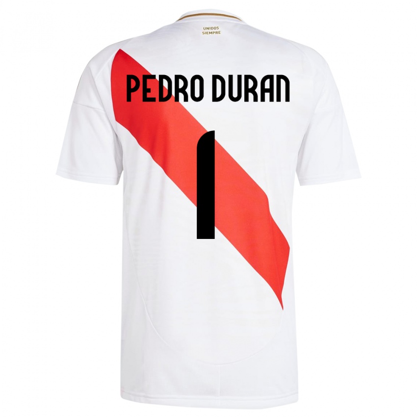 Dětské Peru Juan Pedro Durán #1 Bílý Domů Hráčské Dresy 24-26 Dres