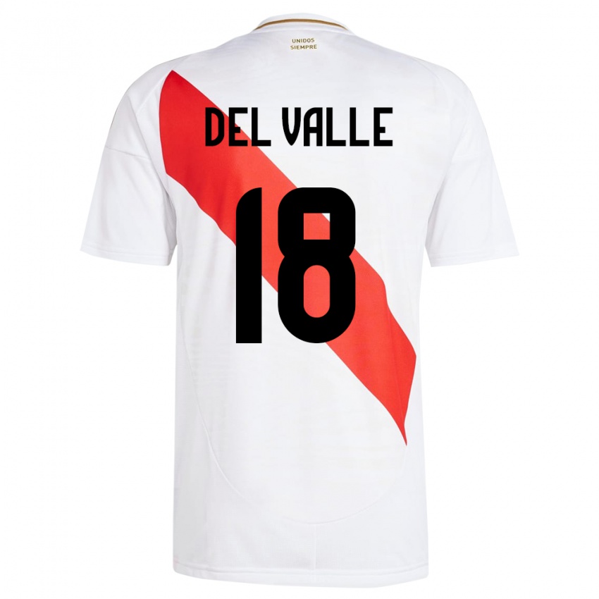 Dětské Peru Yamir Del Valle #18 Bílý Domů Hráčské Dresy 24-26 Dres