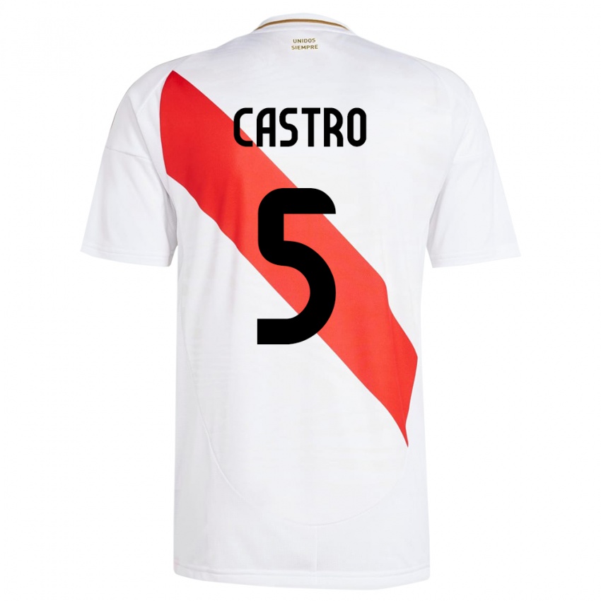 Dětské Peru Rosa Castro #5 Bílý Domů Hráčské Dresy 24-26 Dres